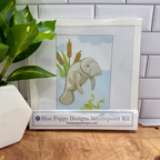 Manatee (with frog) Needlepoint Kit -Blue Poppy Designs-NP64-SEA-016
