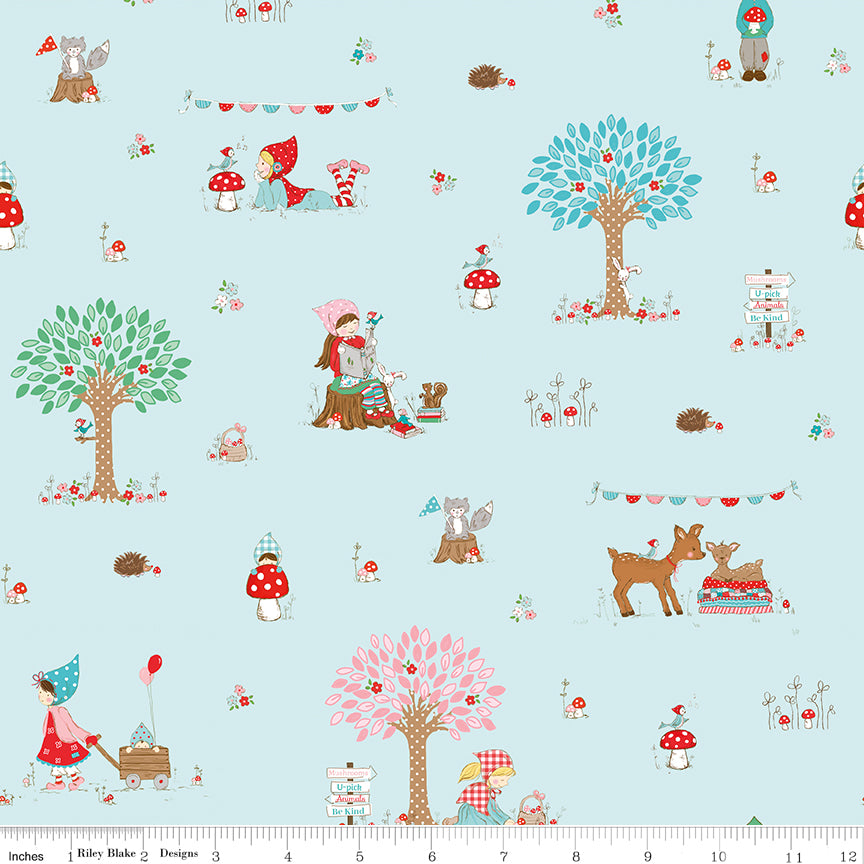 Whimsical Woodland -Main Aqua-Riley Blake Designs-C17640-AQUA