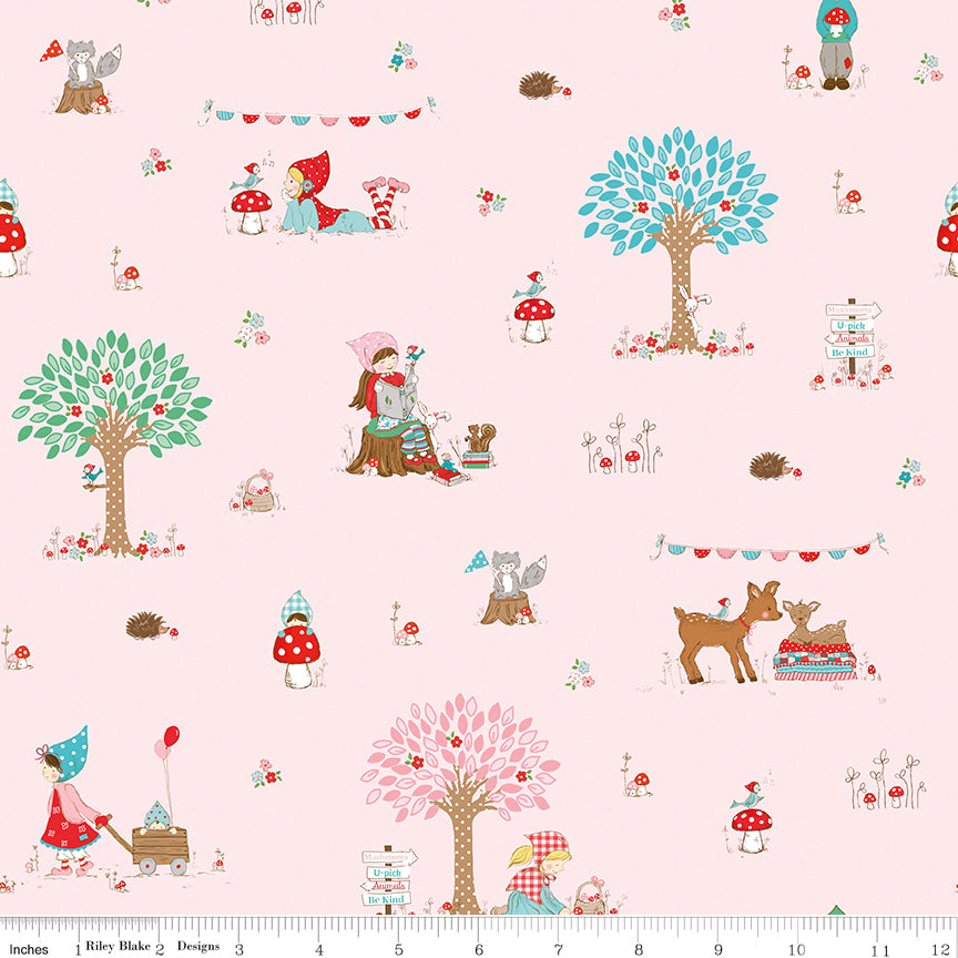 Whimsical Woodland -Main Pink-Riley Blake Designs-C17640-PINK