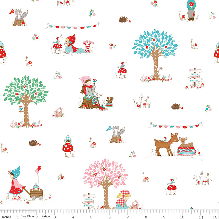 Whimsical Woodland -Main White-Riley Blake Designs-C17640-WHITE