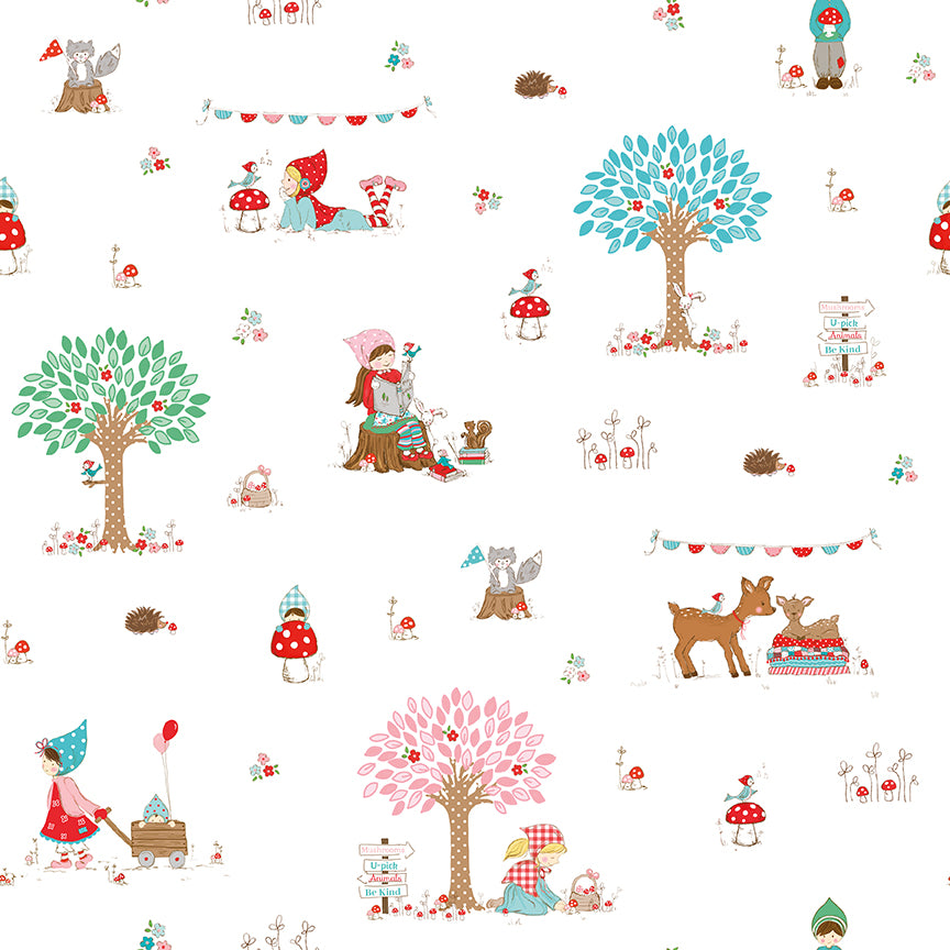Whimsical Woodland -Curated WHITE 10 Pc Bundle (9 Fat Qtrs & 1 Pc of 1/2 Yard Cheater)-Riley Blake Designs-CFQ-WW-White