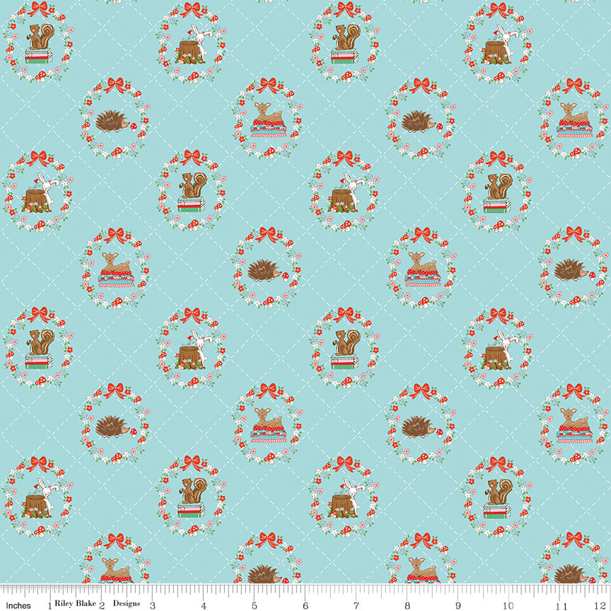 Whimsical Woodland -Animals Aqua-Riley Blake Designs-C17641-AQUA