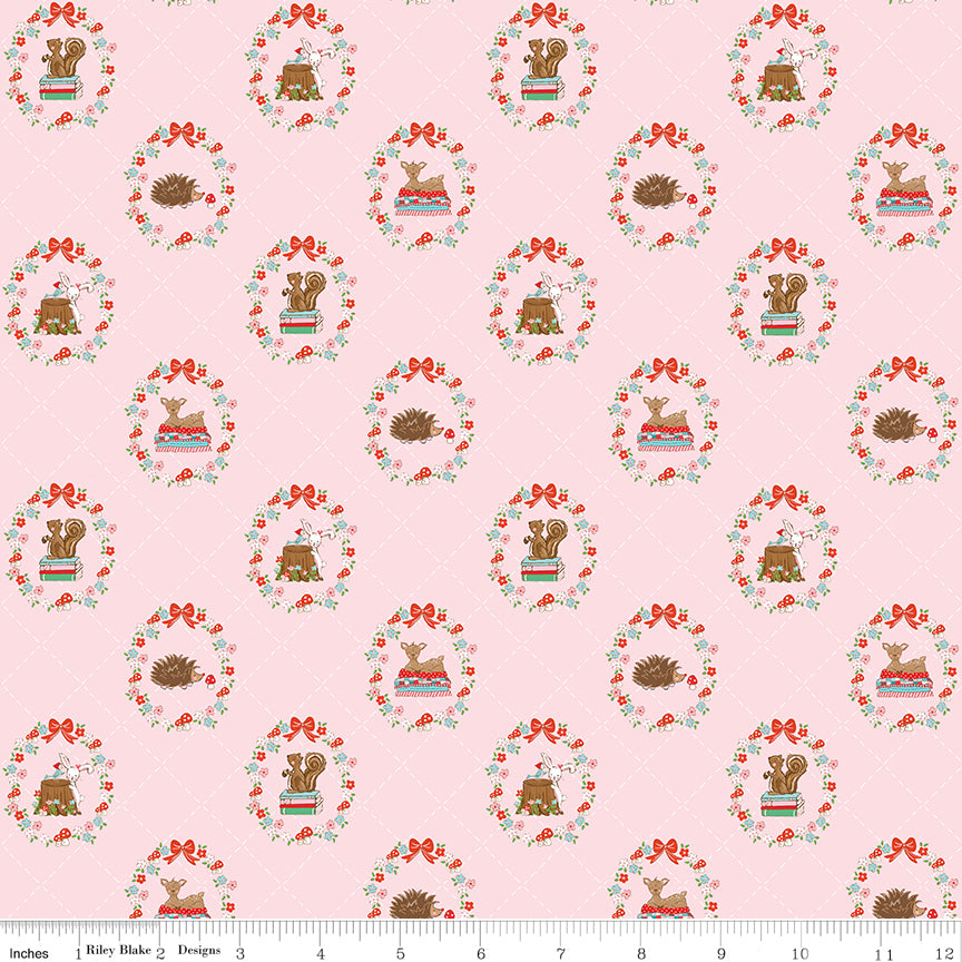 Whimsical Woodland -Animals Pink-Riley Blake Designs-C17641-PINK