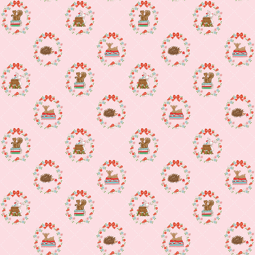 Whimsical Woodland -Animals Pink-Riley Blake Designs-C17641-PINK