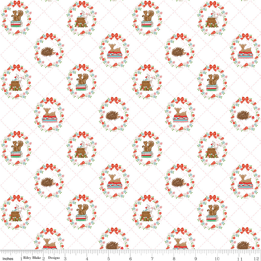 Whimsical Woodland -Animals White-Riley Blake Designs-C17641-WHITE