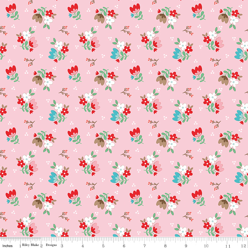 Whimsical Woodland -Floral Pink-Riley Blake Designs-C17642-PINK