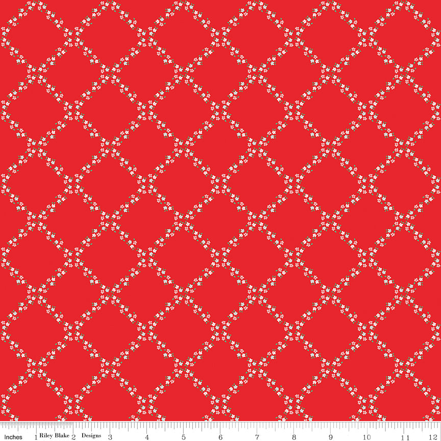 Whimsical Woodland -Lattice Red-Riley Blake Designs-C17643-RED