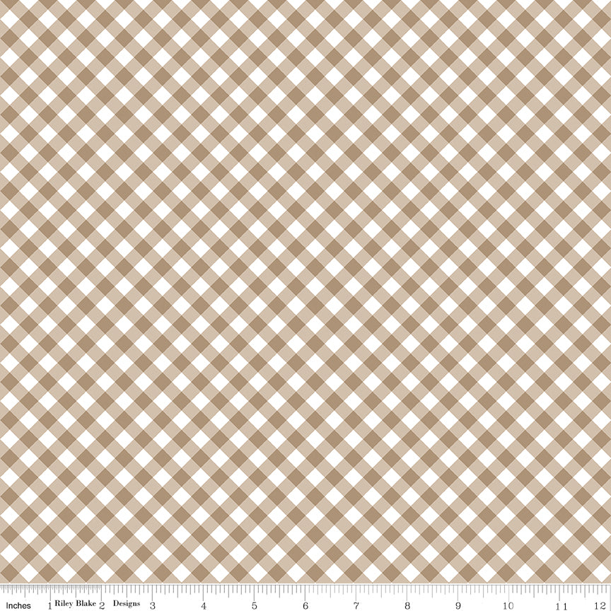 Whimsical Woodland -Diagonal Gingham Natural-Riley Blake Designs-C17646-NATURAL