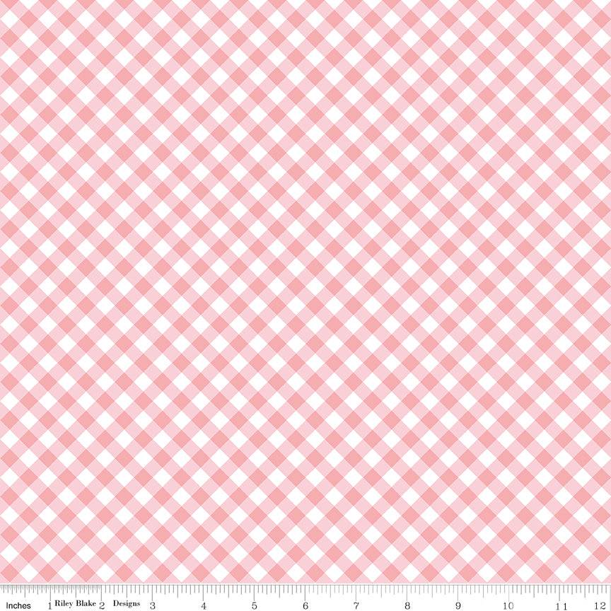 Whimsical Woodland -Diagonal Gingham Pink-Riley Blake Designs-C17646-PINK
