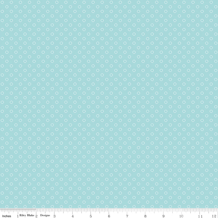 Whimsical Woodland -Circle Dots Aqua-Riley Blake Designs-C17647-AQUA
