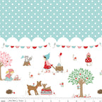 Whimsical Woodland -Border Print Aqua-Riley Blake Designs-C17648-AQUA