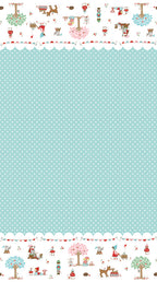 Whimsical Woodland -Border Print Aqua-Riley Blake Designs-C17648-AQUA