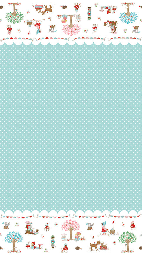 Whimsical Woodland -Border Print Aqua-Riley Blake Designs-C17648-AQUA