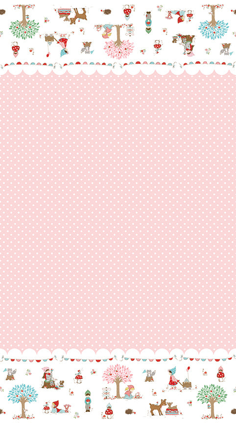 Whimsical Woodland -Border Print Pink-Riley Blake Designs-C17648-PINK