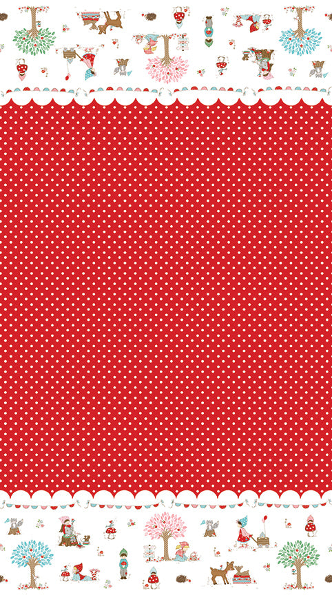 Whimsical Woodland -Border Print Red-Riley Blake Designs-C17648-RED