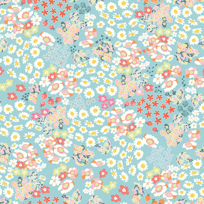 AUG 2026 - COMING SOON! -Cotton Nook-Flowerbed Aqua-Riley Blake Designs-C17971 Aqua