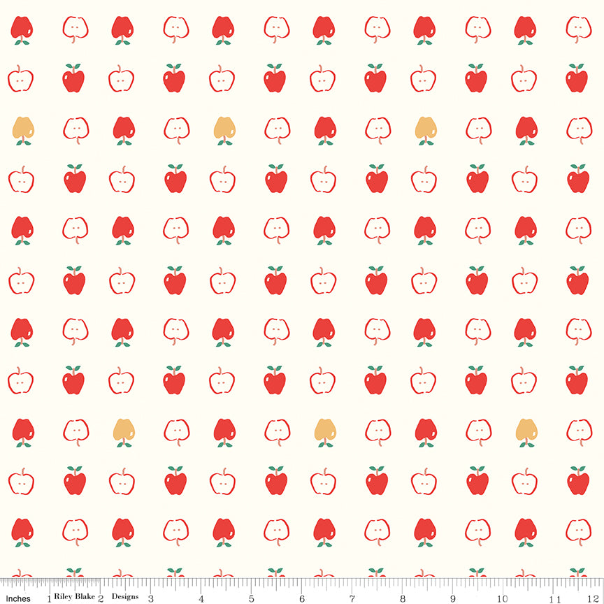 AUG 2026 - COMING SOON! -Cotton Nook-Apples Vintage White-Riley Blake Designs-C17972 Vintage White