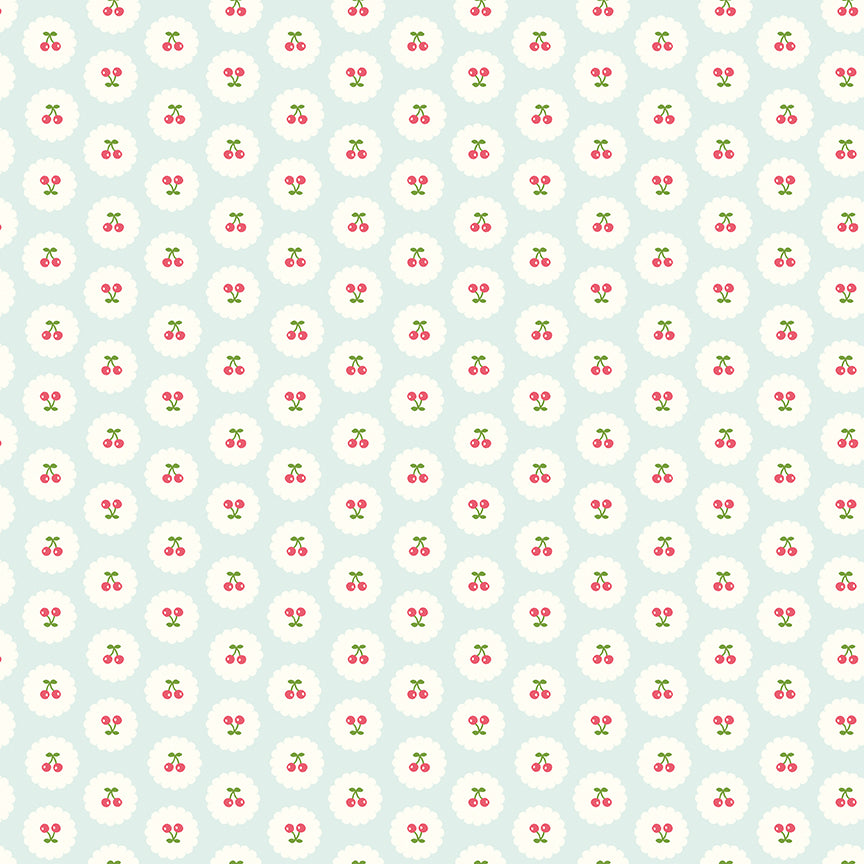 AUG 2026 - COMING SOON! -Cotton Nook-Cherries Bleached Denim-Riley Blake Designs-C17973 Bleached Denim