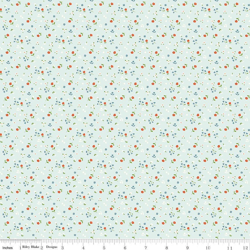 AUG 2026 - COMING SOON! -Cotton Nook-Flowers Bleached Denim-Riley Blake Designs-C17975 Bleached Denim