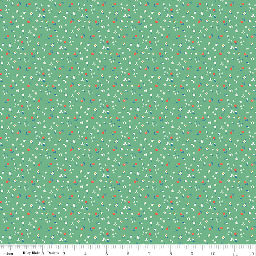 AUG 2026 - COMING SOON! -Cotton Nook-Flowers Green-Riley Blake Designs-C17975 Green
