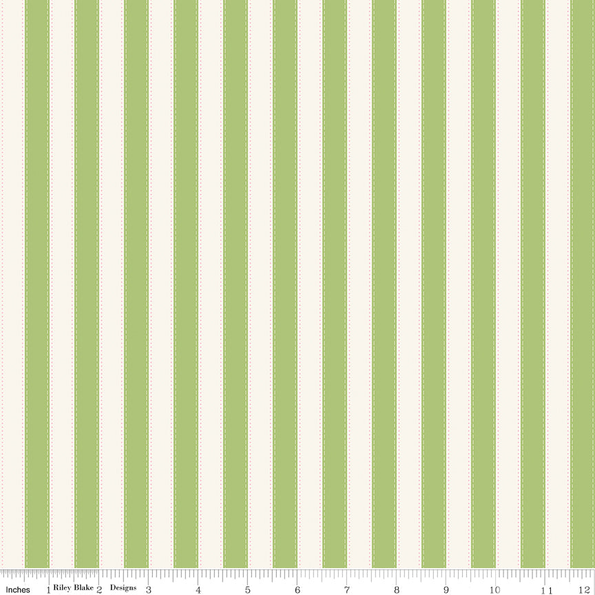 NOV 2026 - PRE-ORDER NOW! - The World of Strawberry Shortcake™-Stripes Green-Riley Blake Designs-C18565 Green
