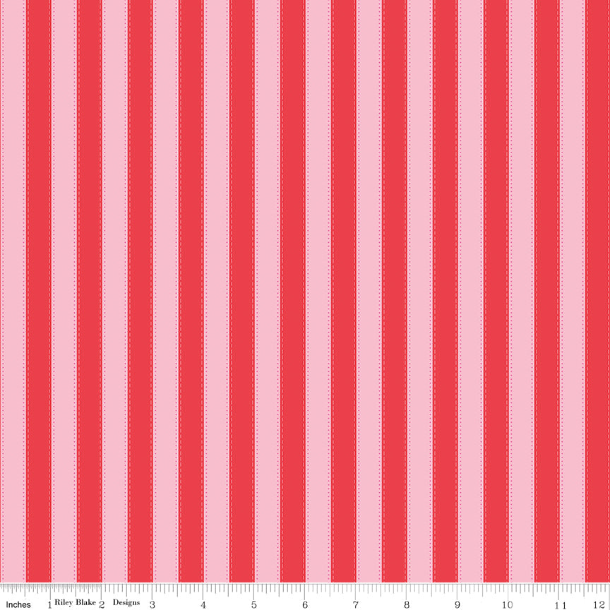 NOV 2026 - PRE-ORDER NOW! - The World of Strawberry Shortcake™-Stripes Red-Riley Blake Designs-C18565 Red