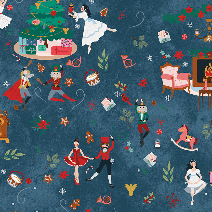 Nutcracker Tradition-Main Midnight-Riley Blake Designs-CD17670-MIDNIGHT