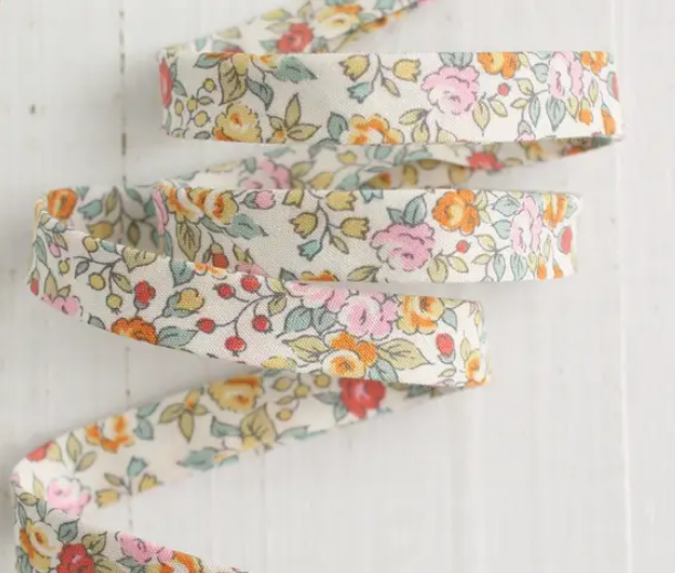 1/2" Double Fold Bias Binding 100% Cotton-Bouquet in Summer-BPB Bouquet SMR 1/2