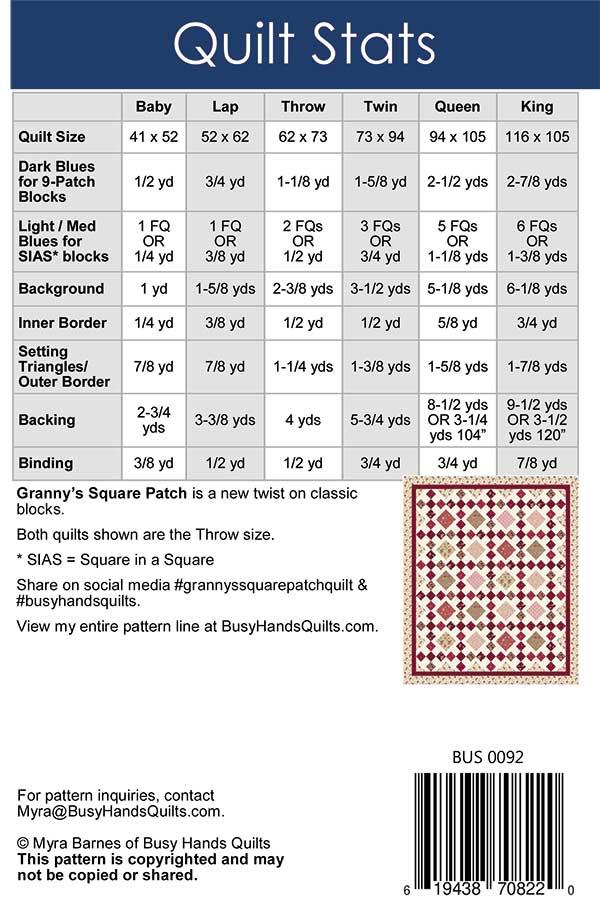 Granny's Square Patch-By Myra Barnes-Busy Hands Quilts-BUS 0092