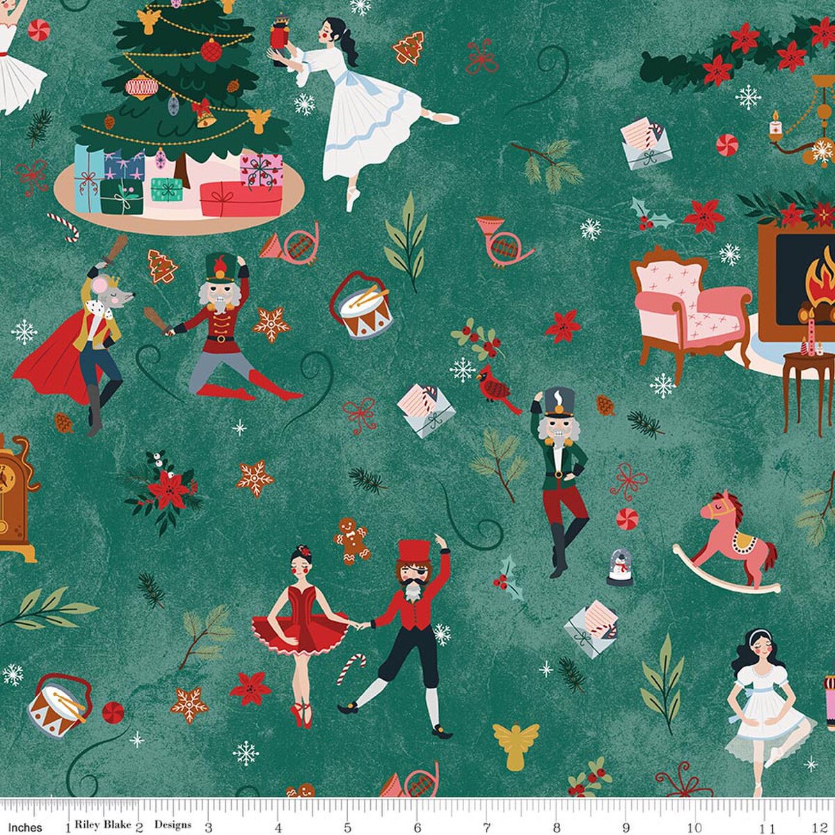 Nutcracker Tradition-Main Pine-Riley Blake Designs-CD17670-PINE