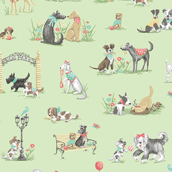 COMING SOON! - Pooch -Park Green-Andover Fabrics-MU-256-G
