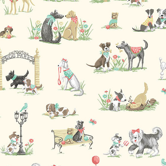 COMING SOON! - Pooch -Park Cream-Andover Fabrics-MU-256-Q