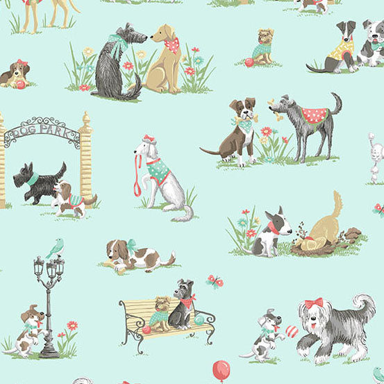 COMING SOON! - Pooch -Park Teal-Andover Fabrics-MU-256-T