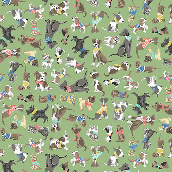 COMING SOON! - Pooch -Pals Green-Andover Fabrics-MU-257-G