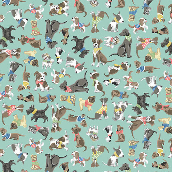 COMING SOON! - Pooch -Pals Teal-Andover Fabrics-MU-257-T