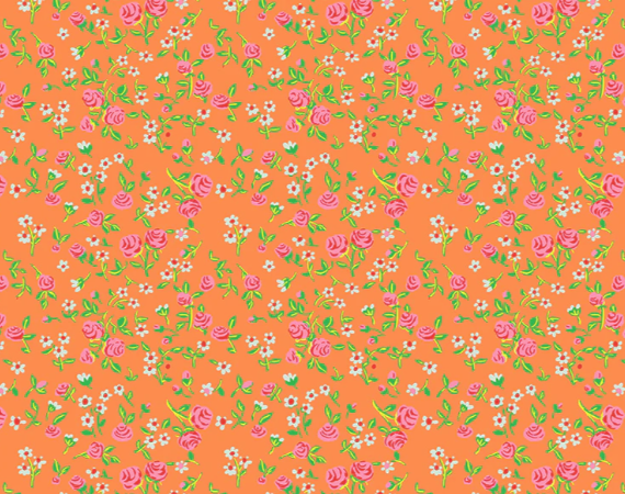 Heather Ross by Hand-Mousy Floral-Tangerine-54255D-7