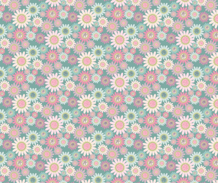 Le Petit Escargot-Sunny Daisies Teal-Poppie Cotton-SL26411