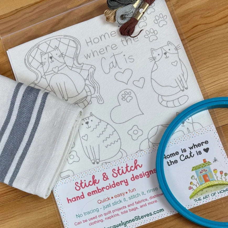 Stick & Stitch Embroidery Sheet-Home is where the Cat is-The Art of Home-SS-006