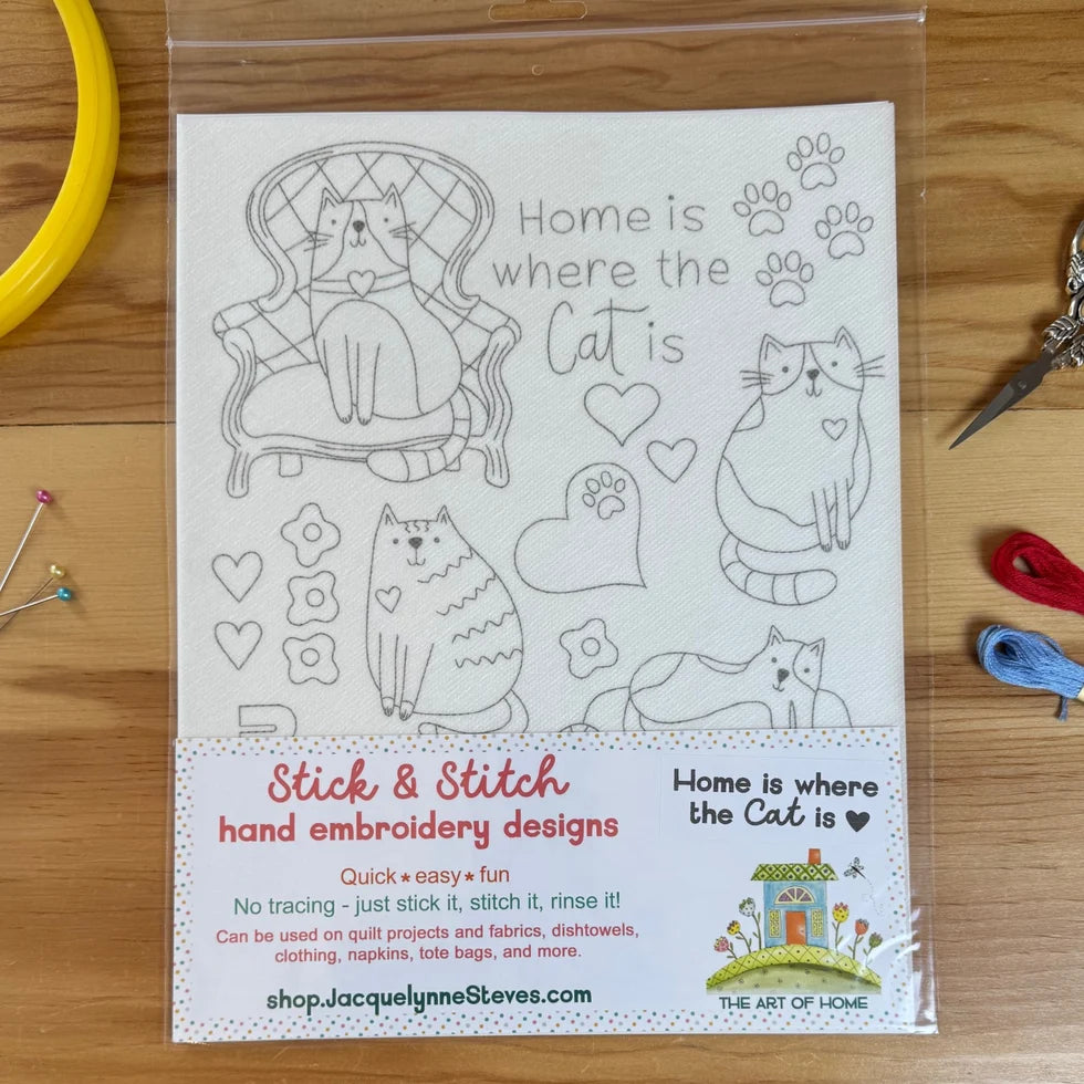 Stick & Stitch Embroidery Sheet-Home is where the Cat is-The Art of Home-SS-006