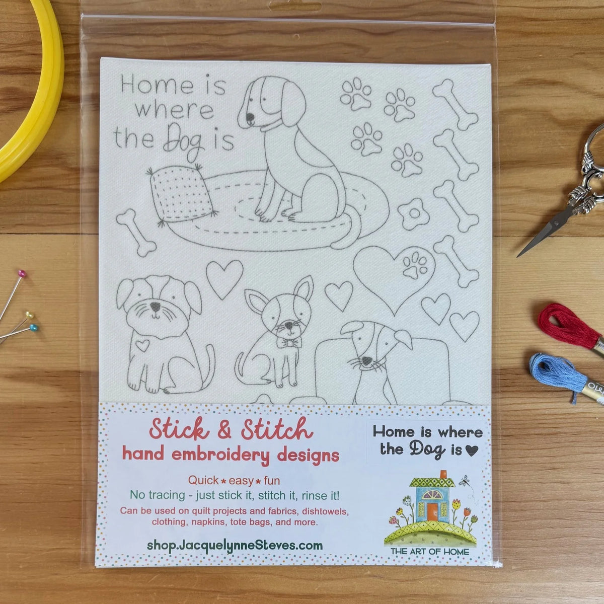 Stick & Stitch Embroidery Sheet-Home is where the Dog is-The Art of Home-SS-007