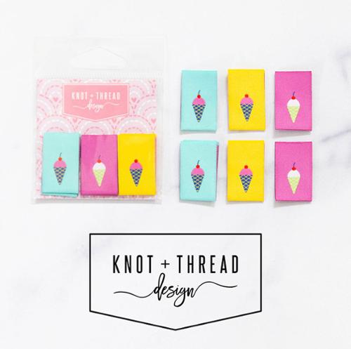 Sew in Labels Ice Cream Cones-Knot And Thread Design-KAT LAB12