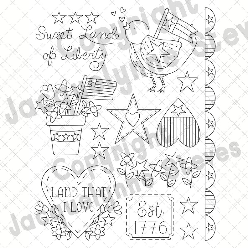 Stick & Stitch Embroidery Sheet-Stars & Stripes-The Art of Home-SS-009