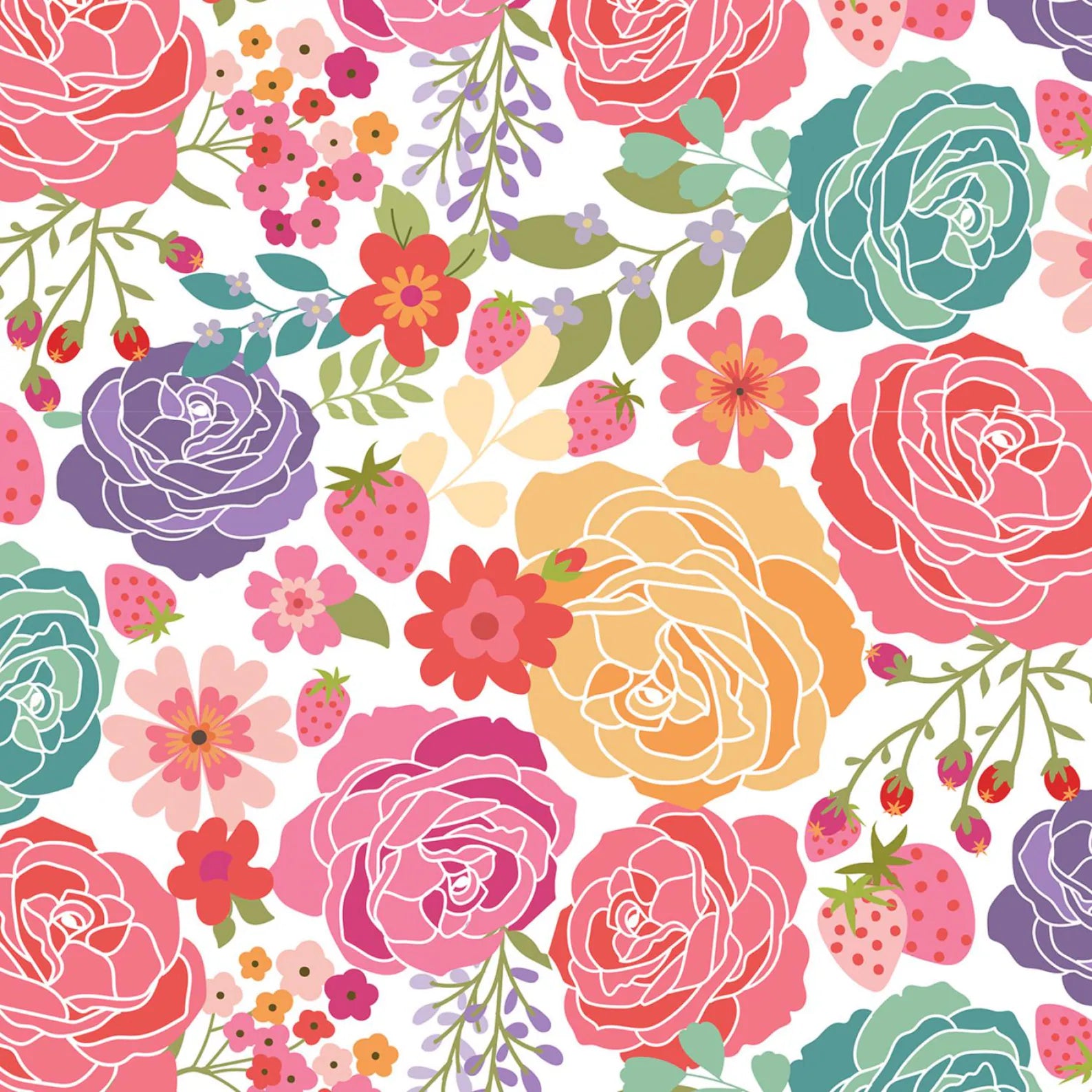 Calico Cowgirls -Texas Rose White-Poppie Cotton-CW24800 U-Pick