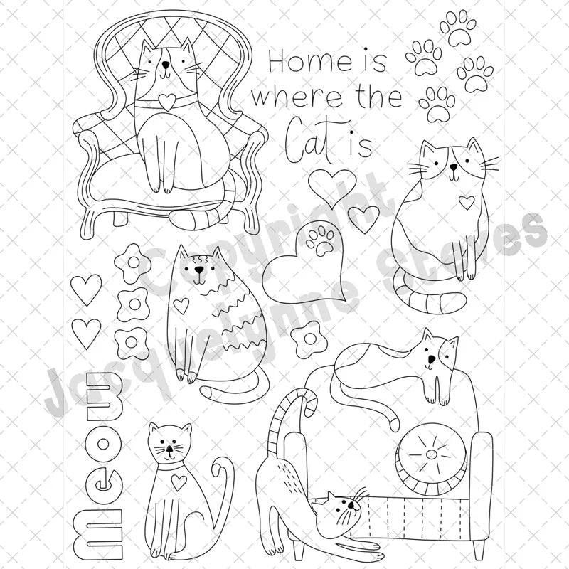 Stick & Stitch Embroidery Sheet-Home is where the Cat is-The Art of Home-SS-006