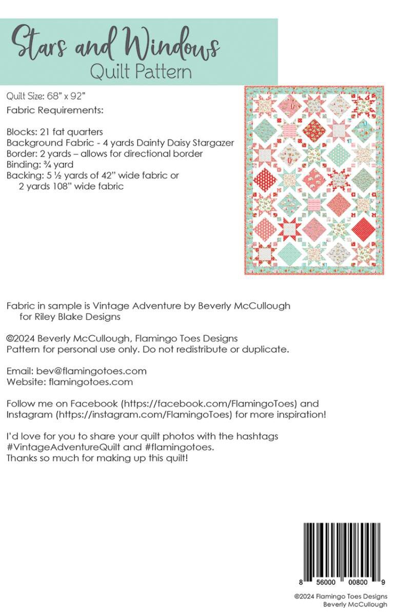 Stars and Windows Quilt Pattern-Beverley McCullough-P138-STARSANDWINDOWS